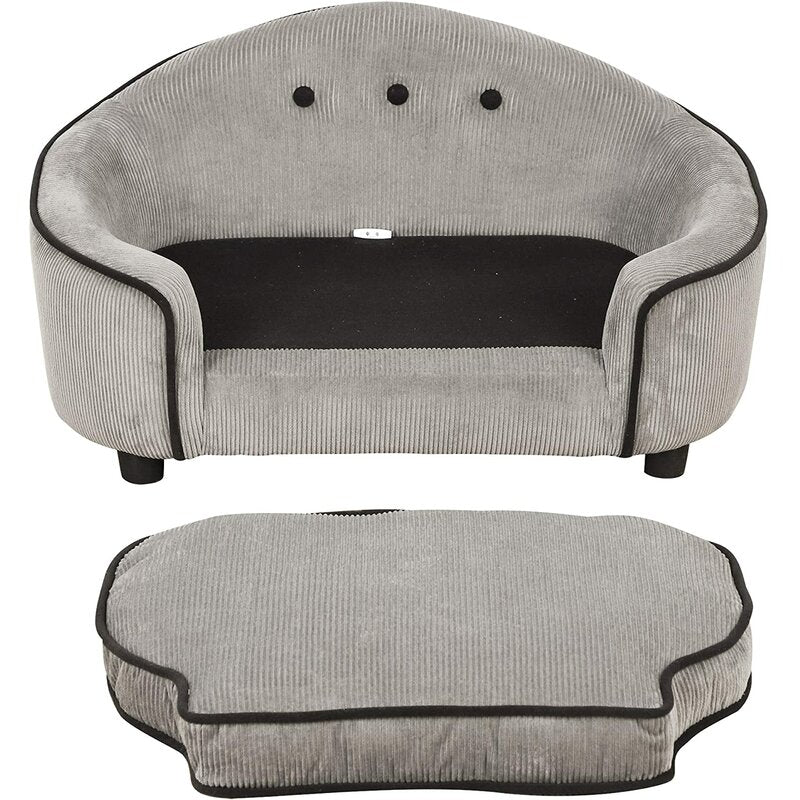 Sausage Dog Box, Dachshund Linnea Luxury Grey Cord Sofa Bed