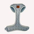 Load image into Gallery viewer, Back view of the pale blue Sausage Society DoxieLite dachshund harness with adjustable straps
