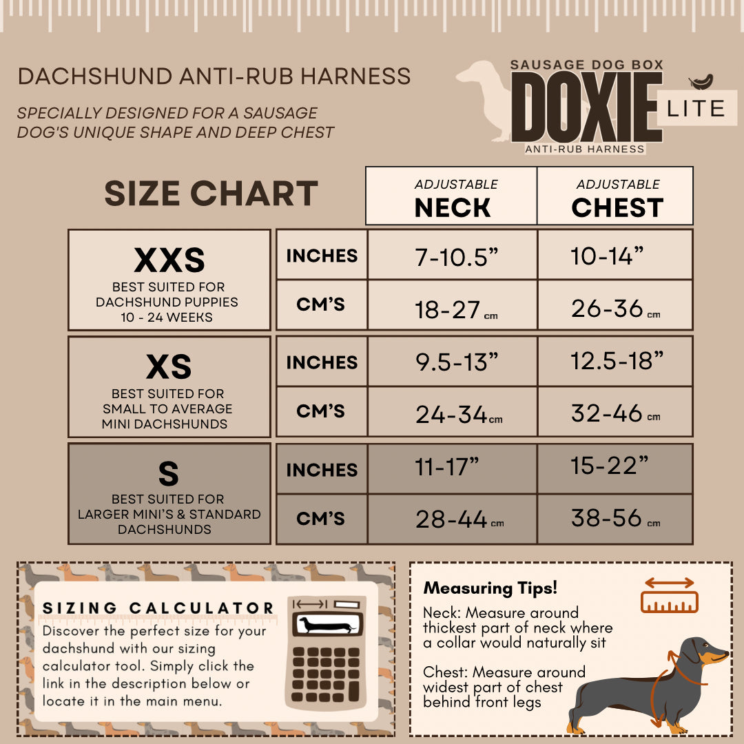 Sausage Society DoxieLite Sausage Dog Anti-Rub Harness