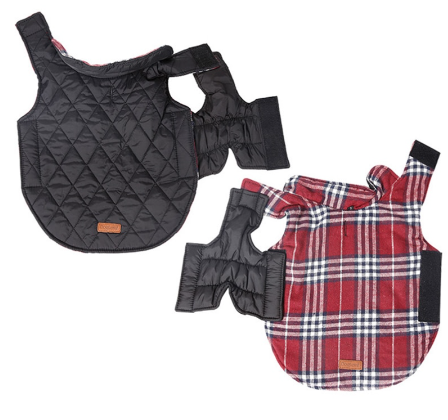 Dachshund Coat Reversible Plaid Red Sausage Dog Jacket