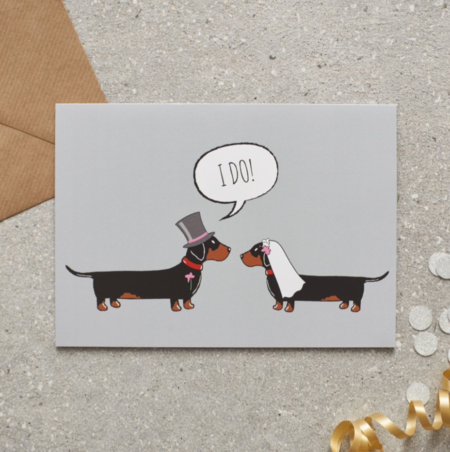 Sausage Dog Box Dachshund "I Do" Card Wedding Engagement