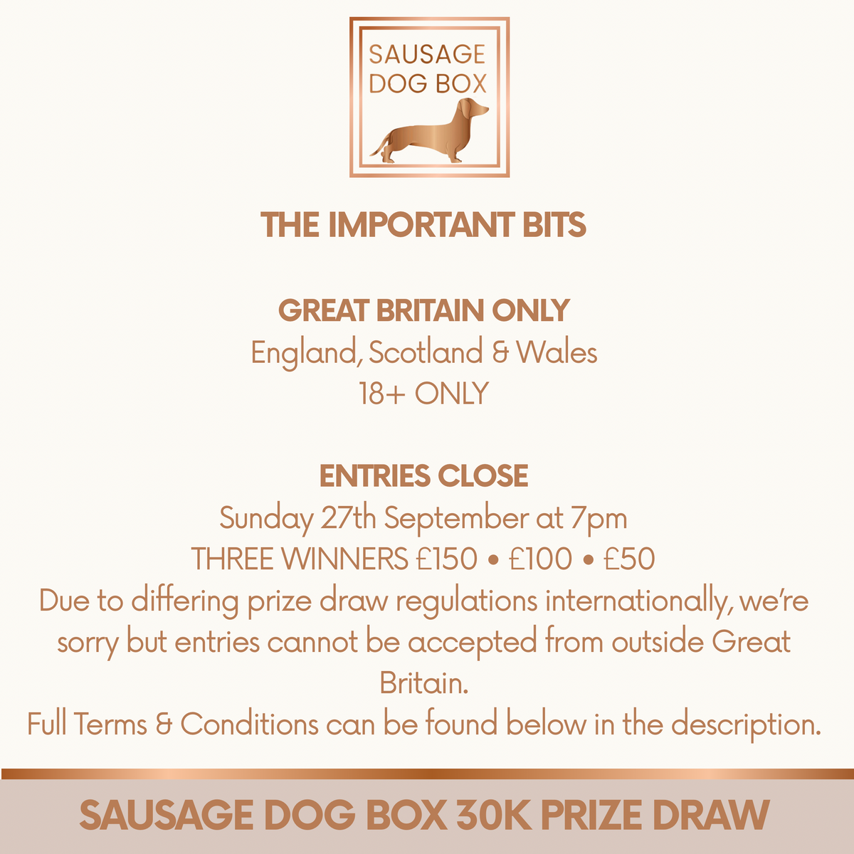 Sausage Dog Box 30K Prize Draw | £300 in Prizes