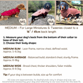 Load image into Gallery viewer, DoxieDri size guide for large miniature and tweenie Dachshunds, showing Medium Slim, Medium Average and Medium Wide fits with back length and weight guidance
