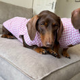 Load image into Gallery viewer, Pink Houndstooth Dachshund Fleece Jumper / Sweater | Sausage Dog Box
