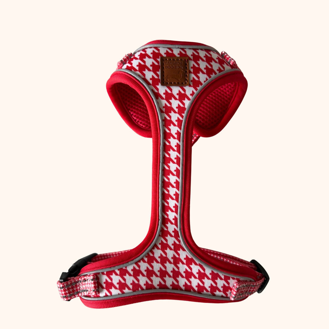 Red Houndstooth DoxieLite Dachshund Harness