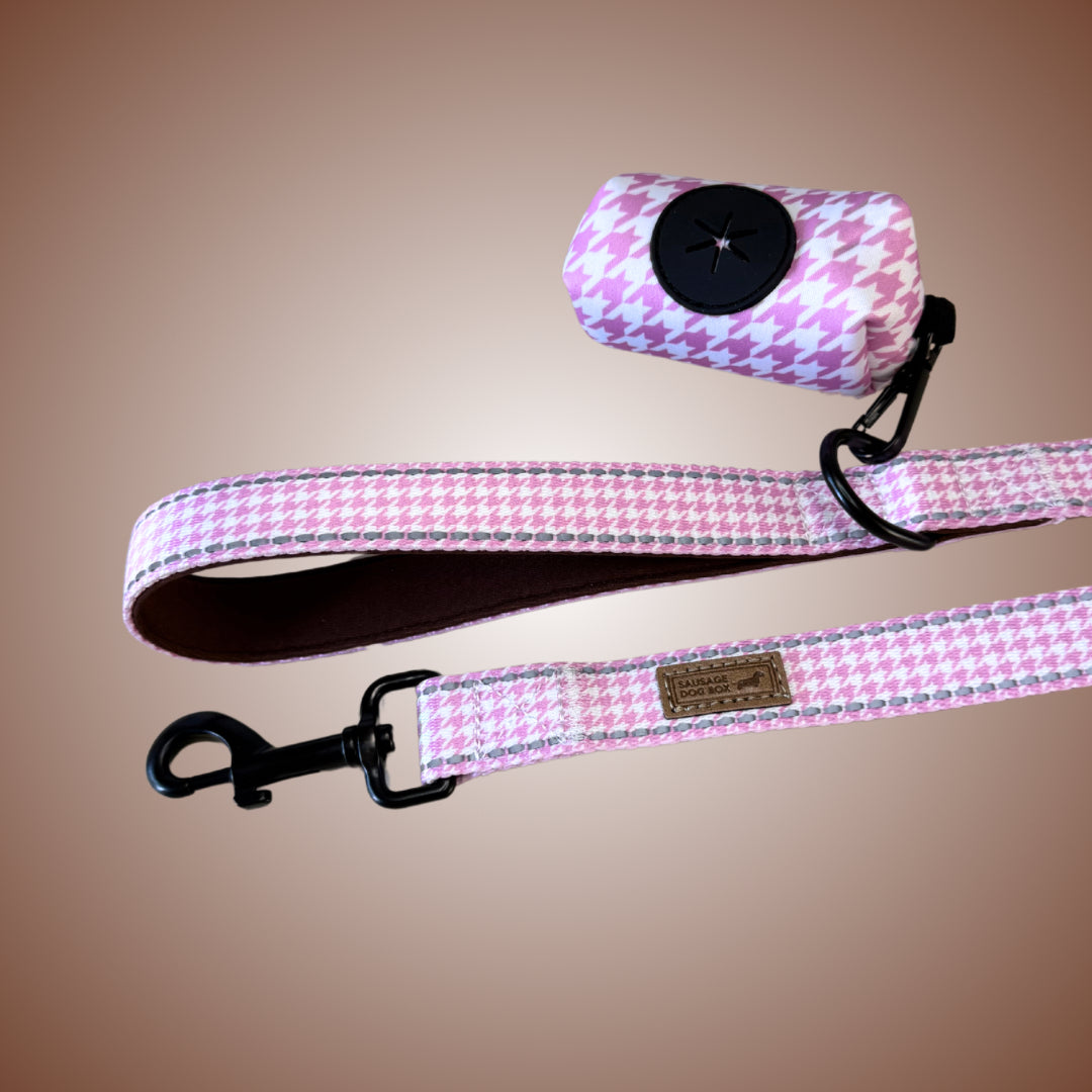 Pretty Pink Houndstooth Sausage Dog Walking Lead
