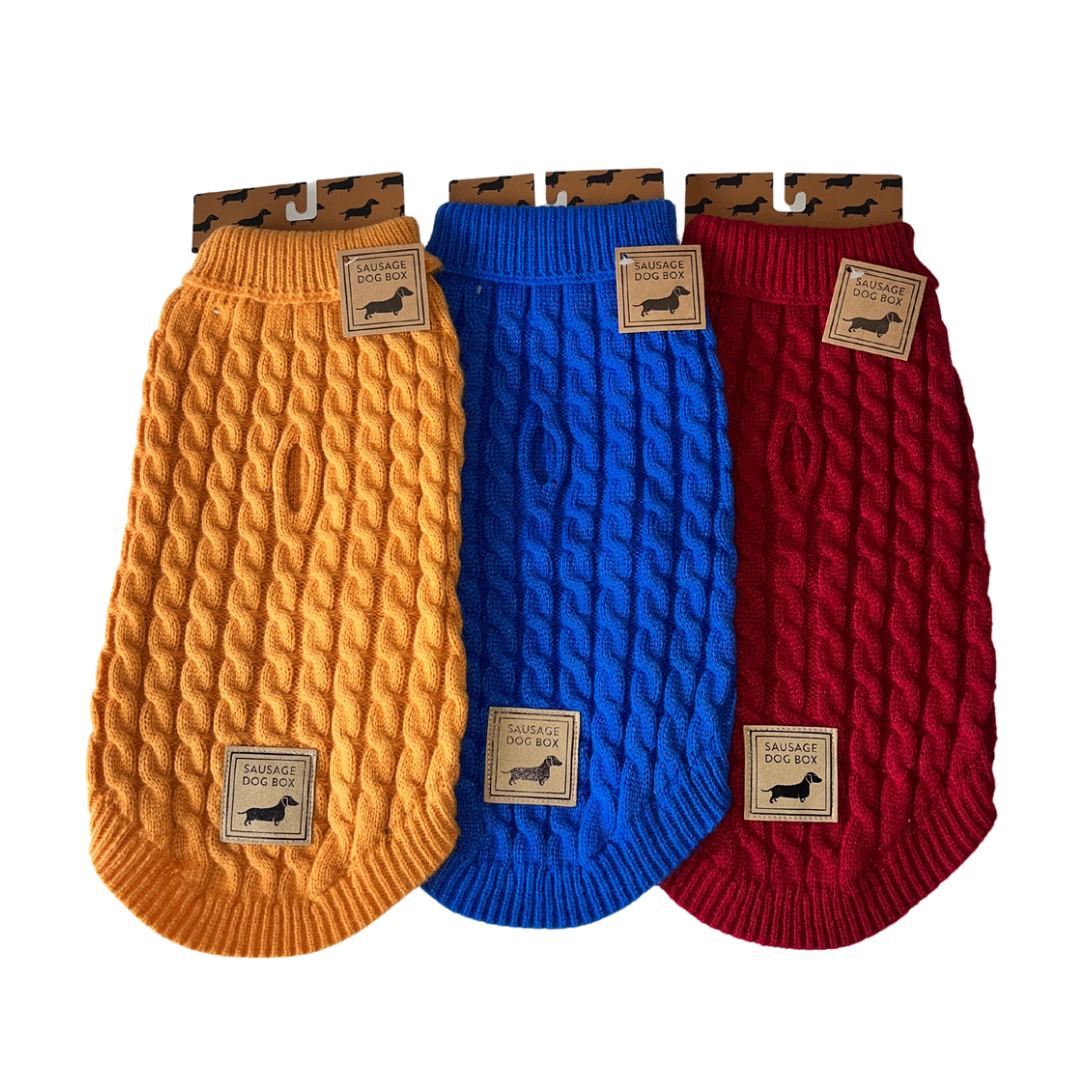 Royal Blue Luxury Cable Knit Dachshund Jumper