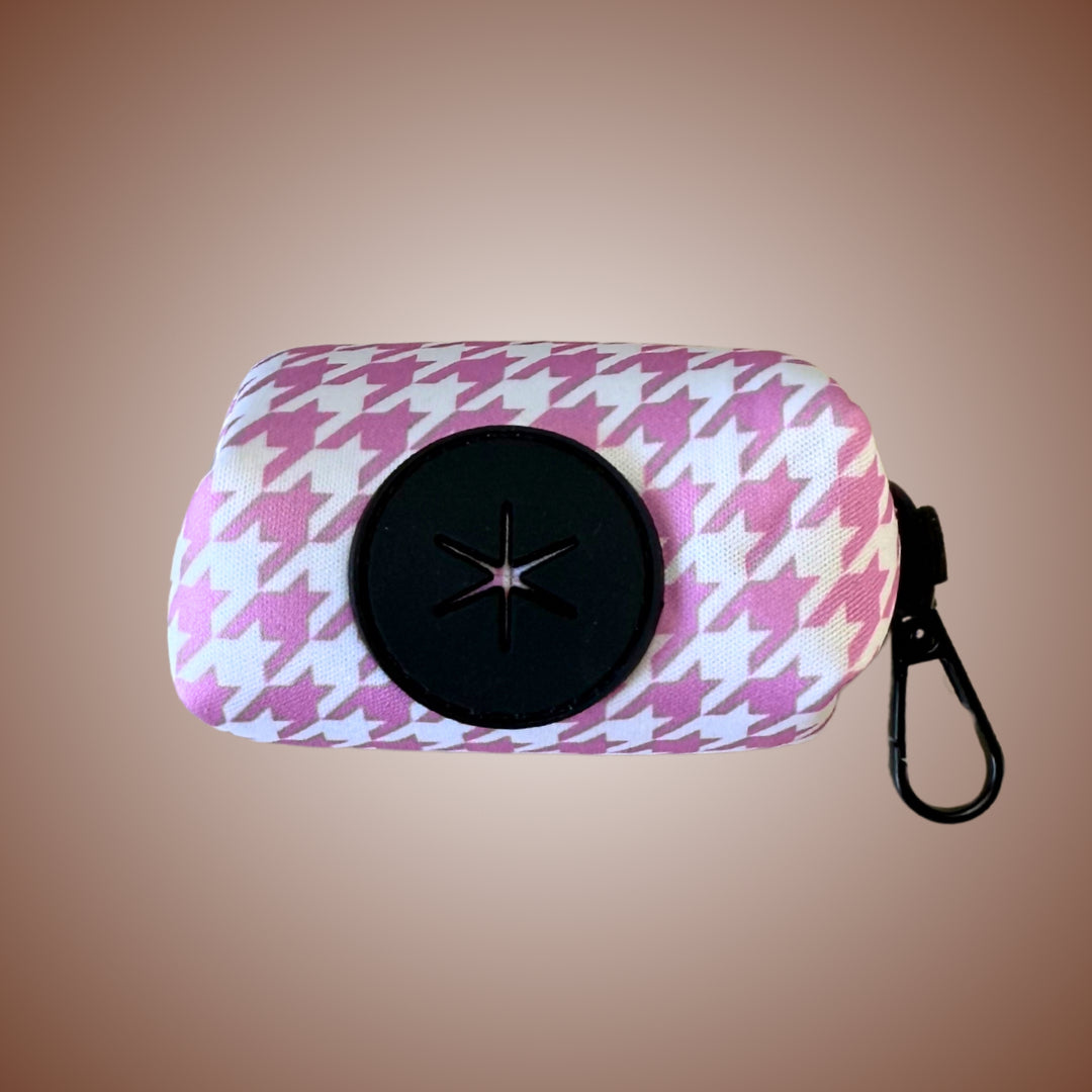 Pretty Pink Houndstooth Dachshund Poop Bag Holder | Dachshund Accessories