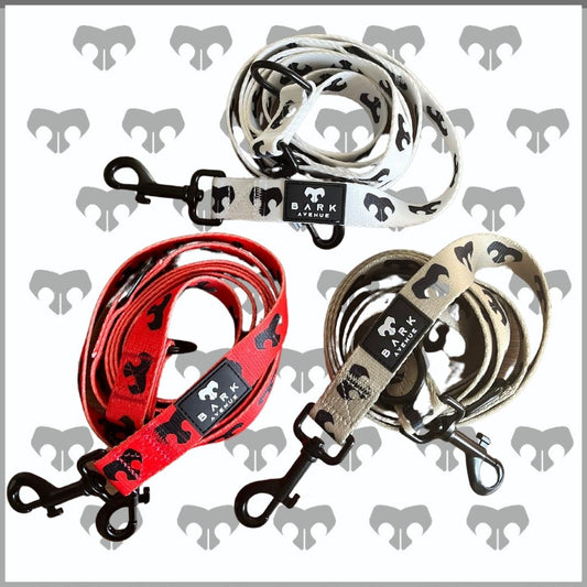 BARK AVENUE Long Double Clip Lead - 3 colours