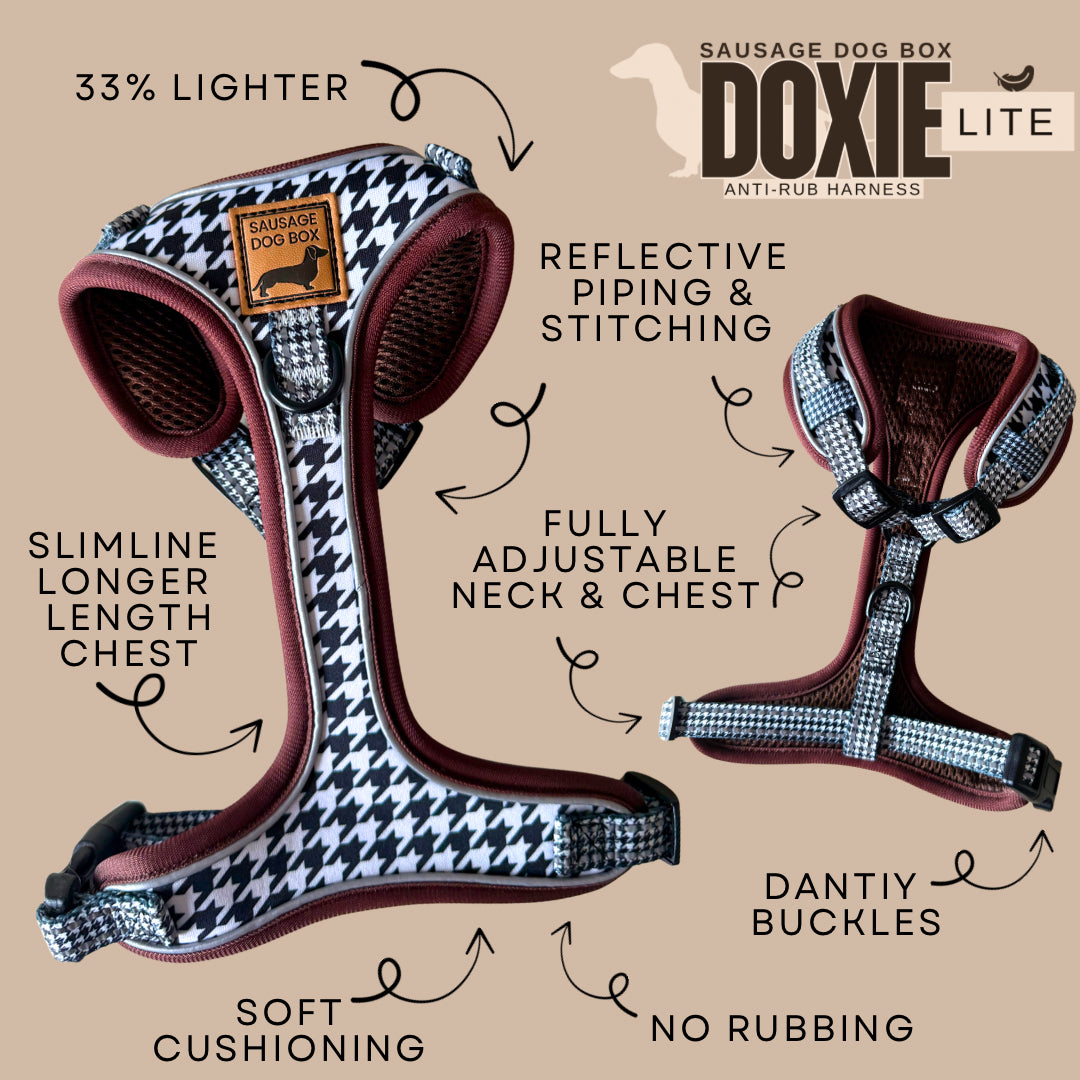 Houndstooth Anti-Rub Dachshund Harness For Sausage Dogs