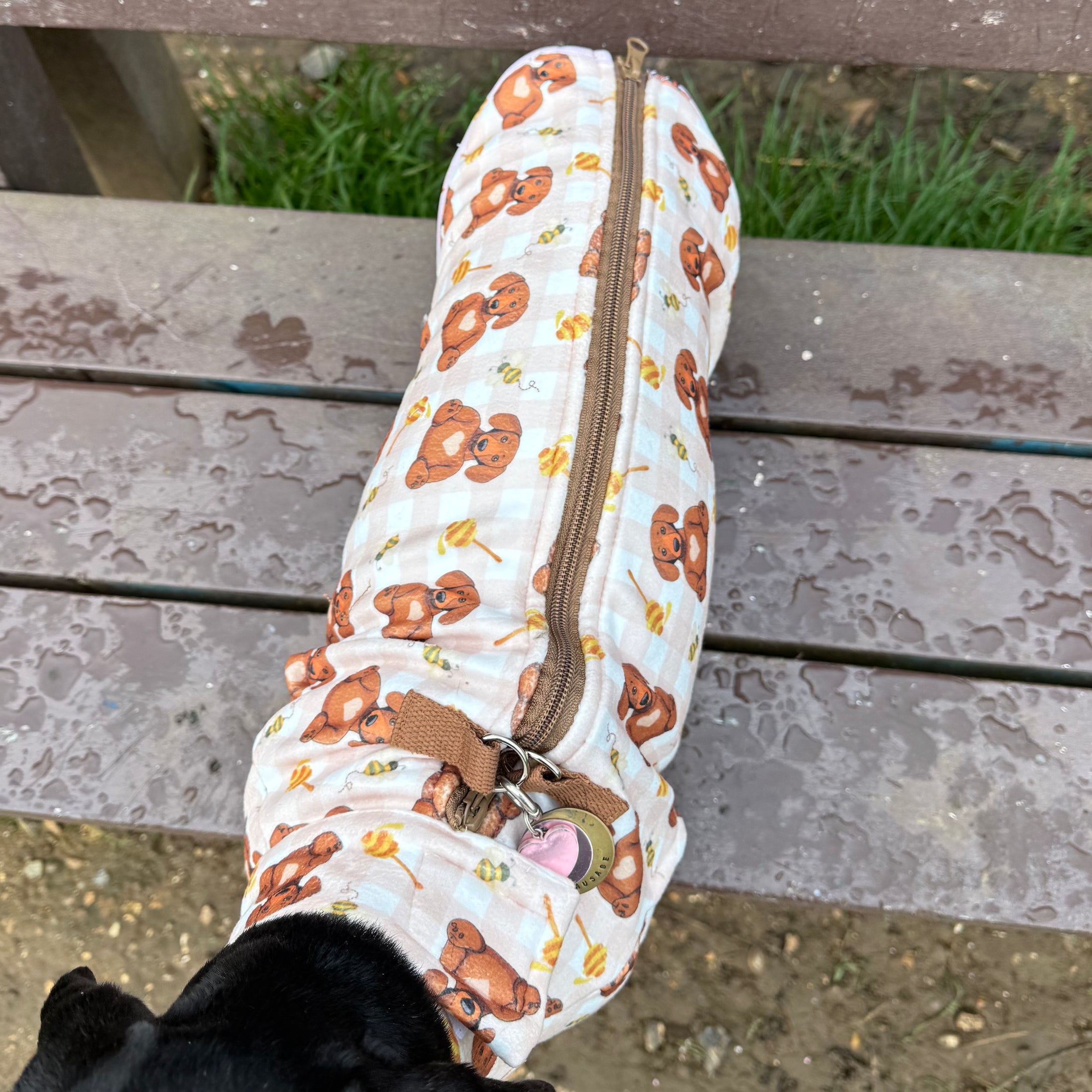 Honey Bear Sausage Dog Fleece Jumper - Long Dog Zipper