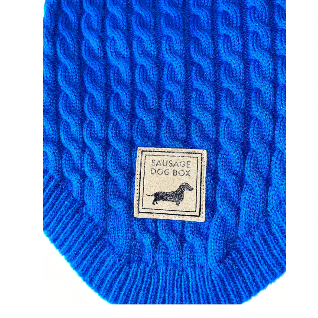 Royal Blue Luxury Cable Knit Dachshund Jumper
