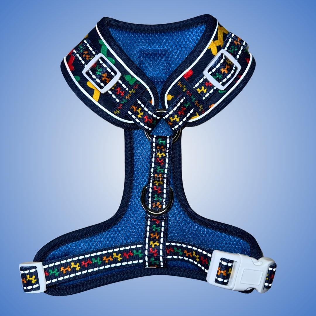 Navy Balloon Dog Dachshund Anti-Rub Harness