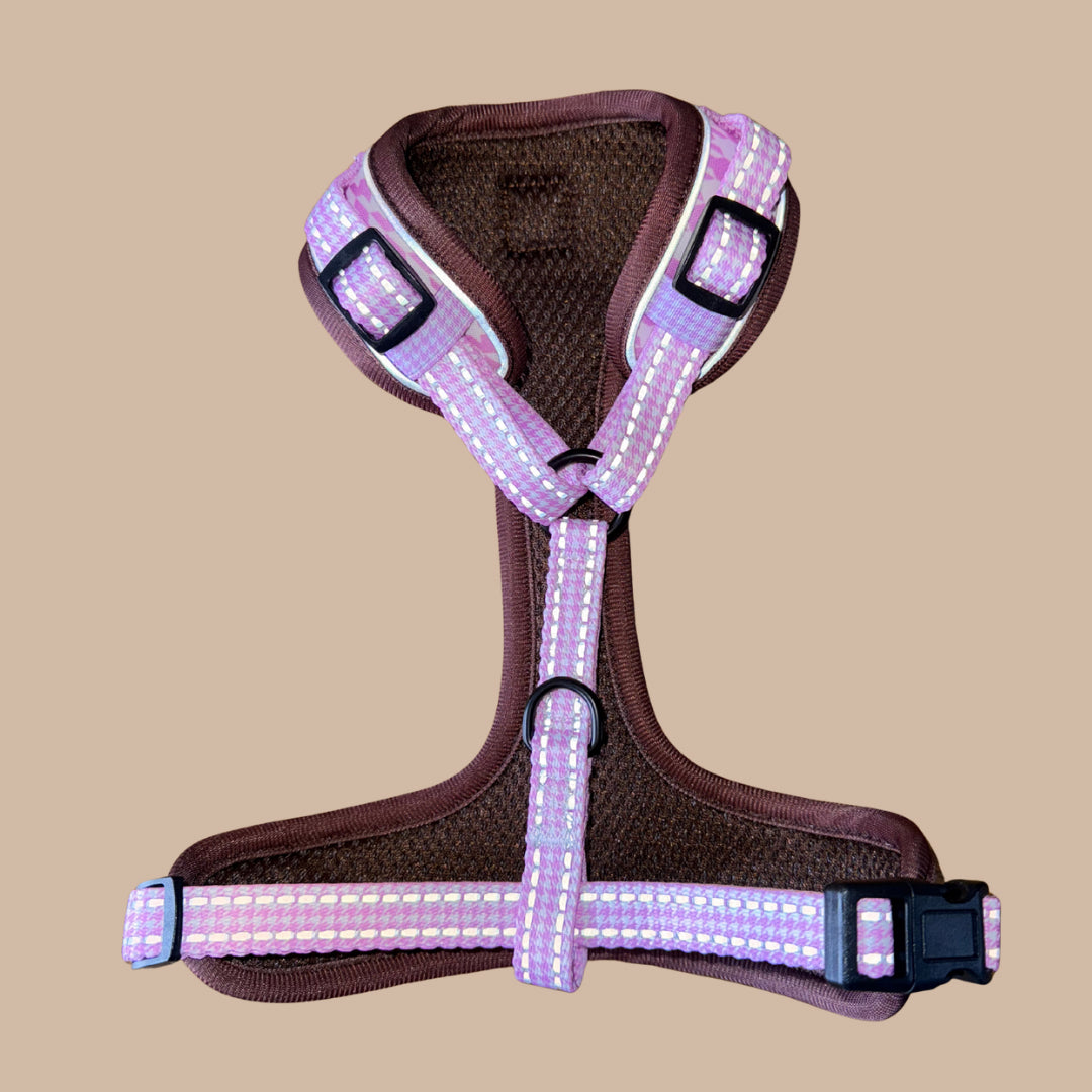 Pretty Pink Houndstooth Anti-Rub Sausage Dog Harness
