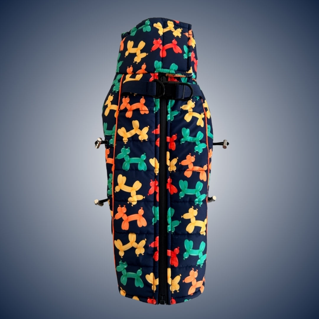 Navy Thermal Dachshund Puffer Coat With Inbuilt Harness Balloon Sausage Dog