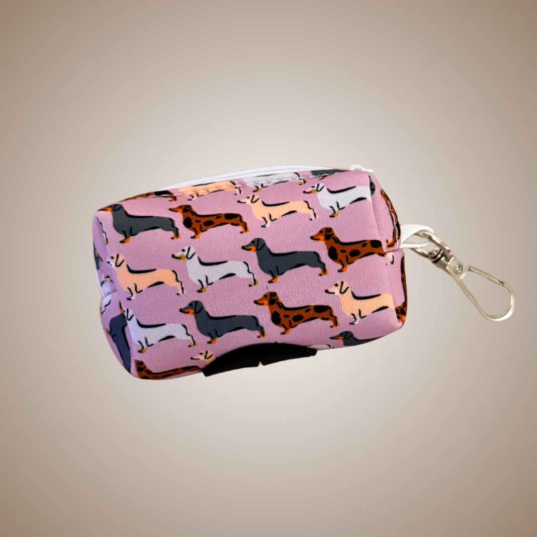 Pink Sophisticated Sausage Dachshund Poop Bag Holder