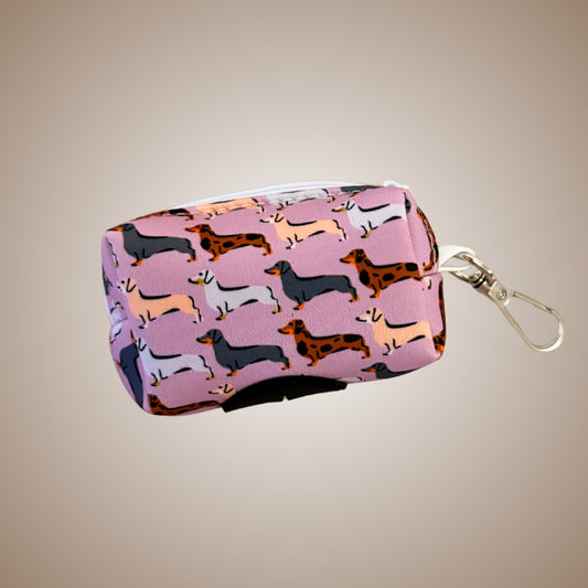 Pink Sophisticated Sausage Dachshund Poop Bag Holder