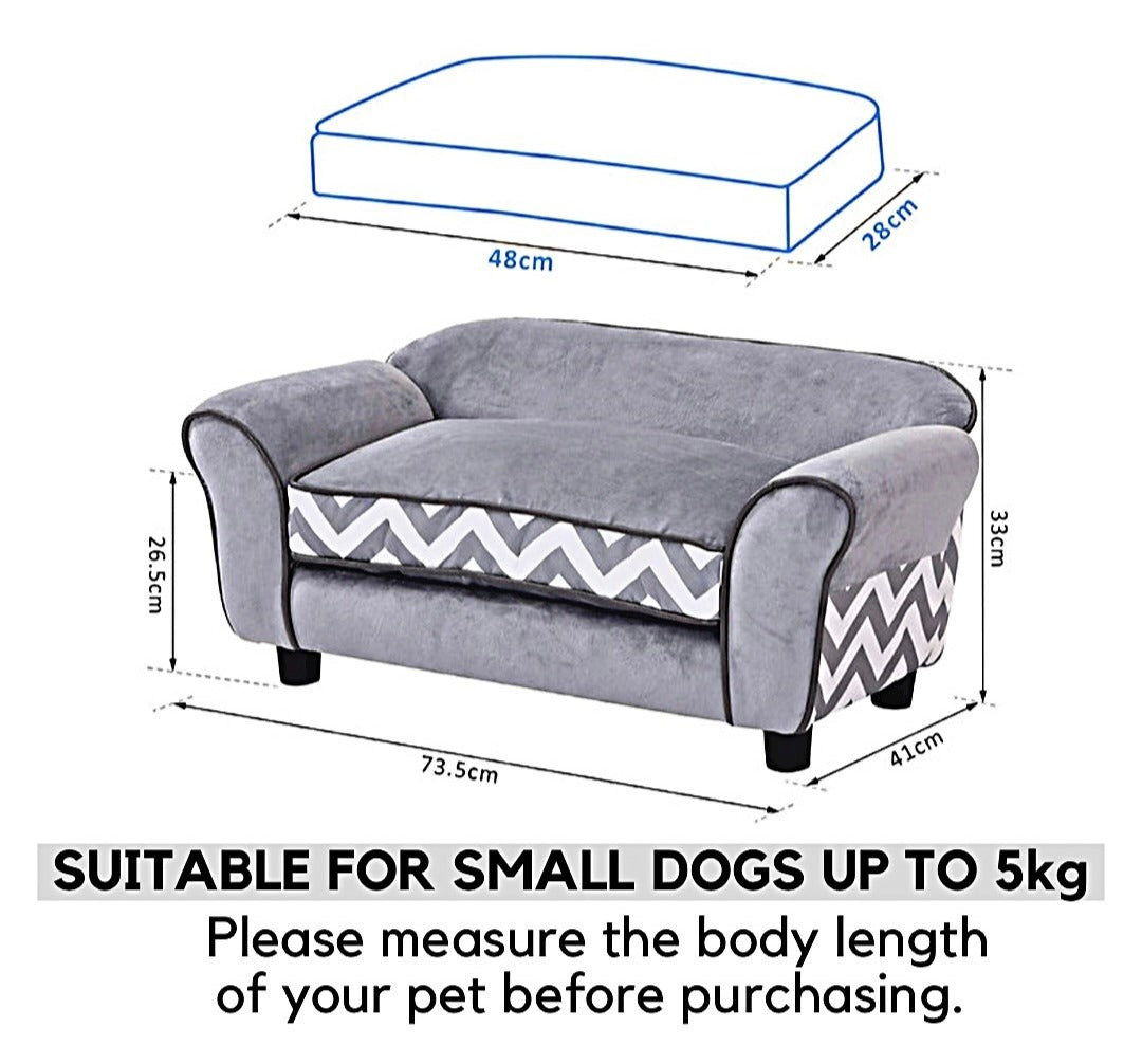 Sausage Dog Box Grey Zig Zag Bed/Sofa