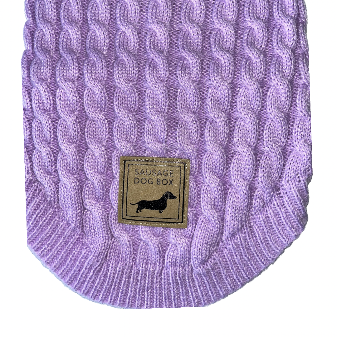 Lavender Lilac Luxury Cable Knit Dachshund Jumper