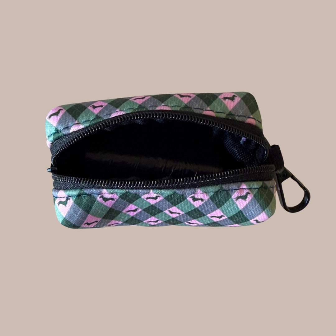 Pink Rosewood Argyle Clip On Poop Bag Holder