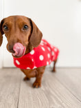 Load image into Gallery viewer, Sausage Dog Box Designer Red Polka Dot 'Minnie' Fleece Coat
