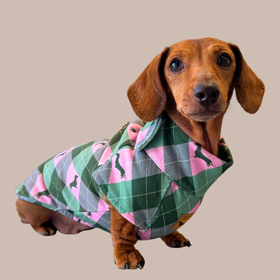 Pink Rosewood Argyle Fleece Dachshund Dog Jumper