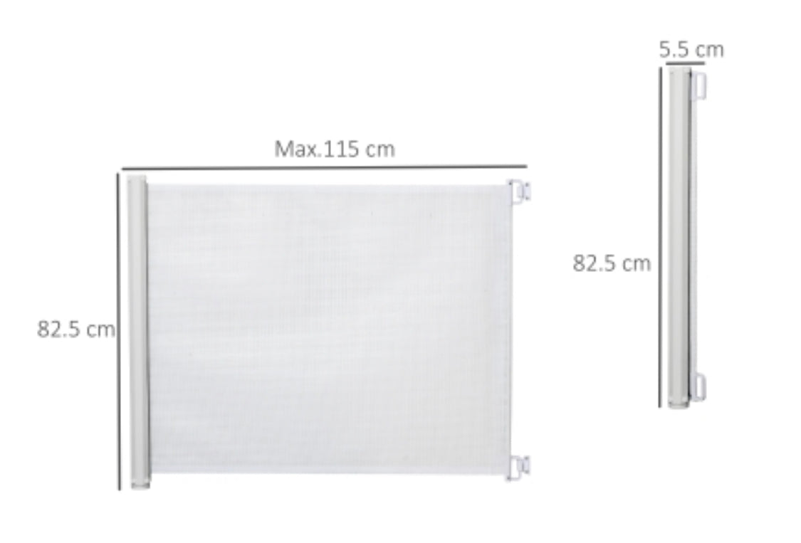 Sausage Dog Box Retractable Safety Stair Gate Barrier- White Mesh