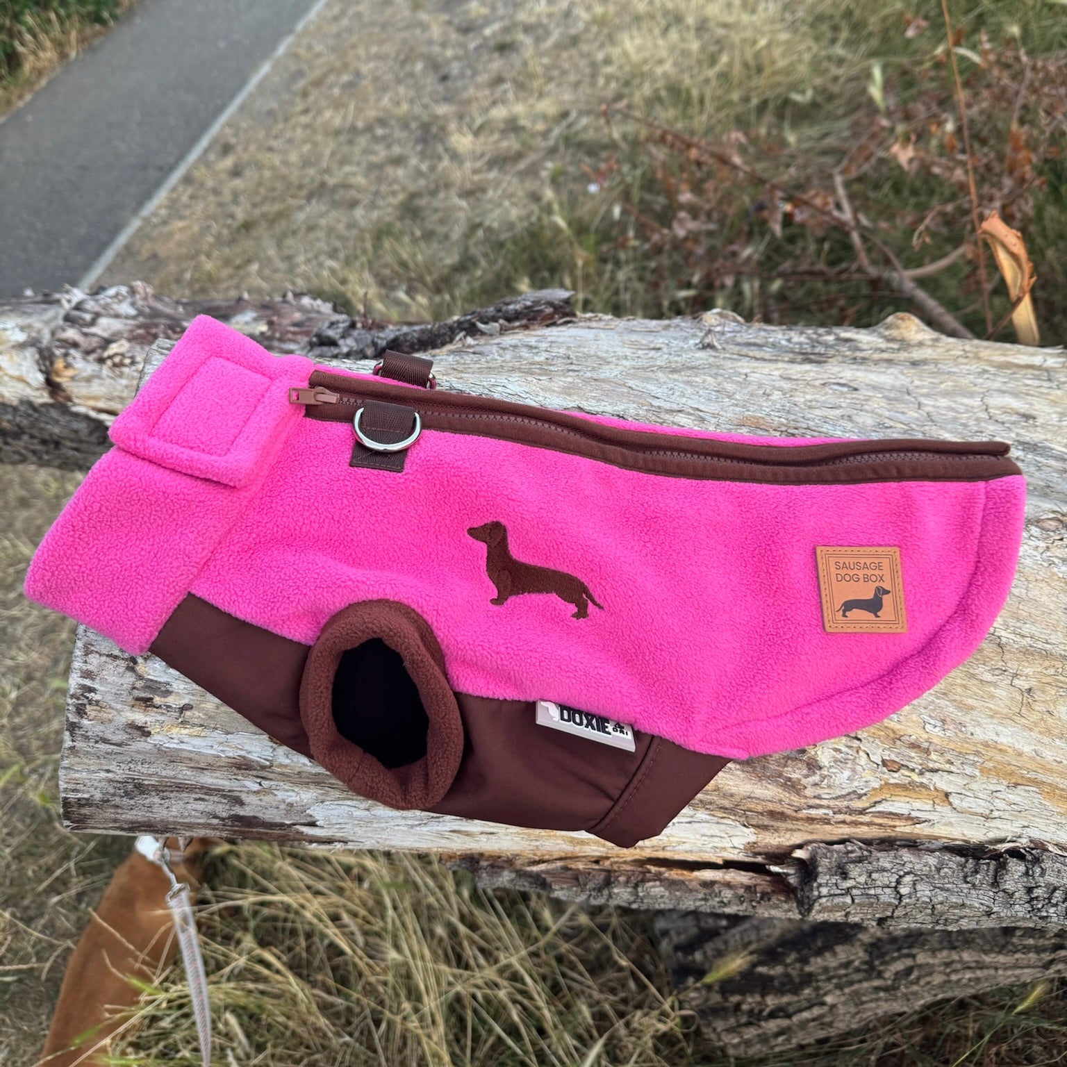 Coco Flamingo Waterproof Dachshund Harness Fleece | DoxieDri Step-In Jumper