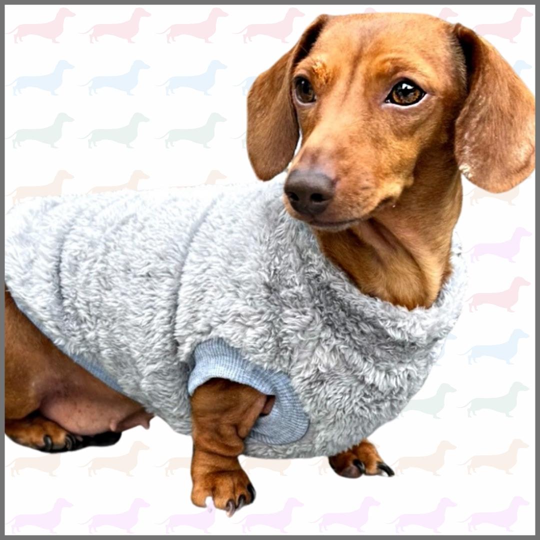 Silvery Grey Dachshund Snuggle Fleece - Sausage Dog Box Jumper