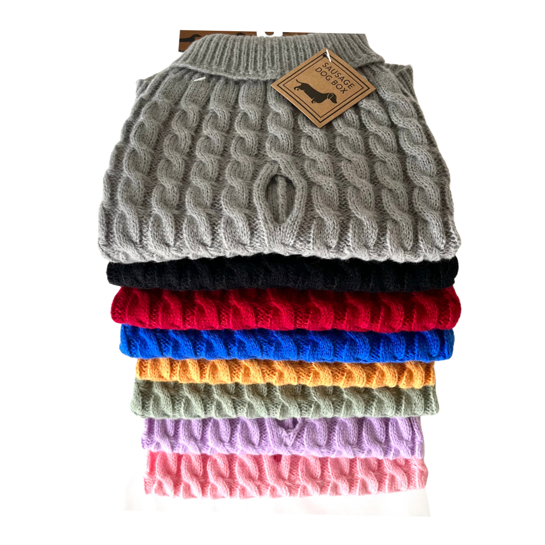 Royal Blue Luxury Cable Knit Dachshund Jumper