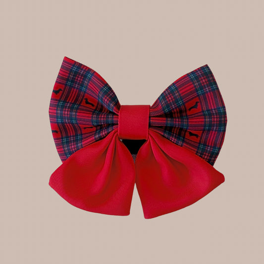 Tart'n Up Red Sausage Dog Sailor Bow