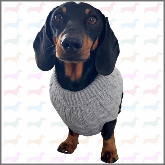 Cloud Blue Luxury Cable Knit Dachshund Jumper
