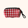 Load image into Gallery viewer, Red Houndstooth Clip On Poop Bag Holder
