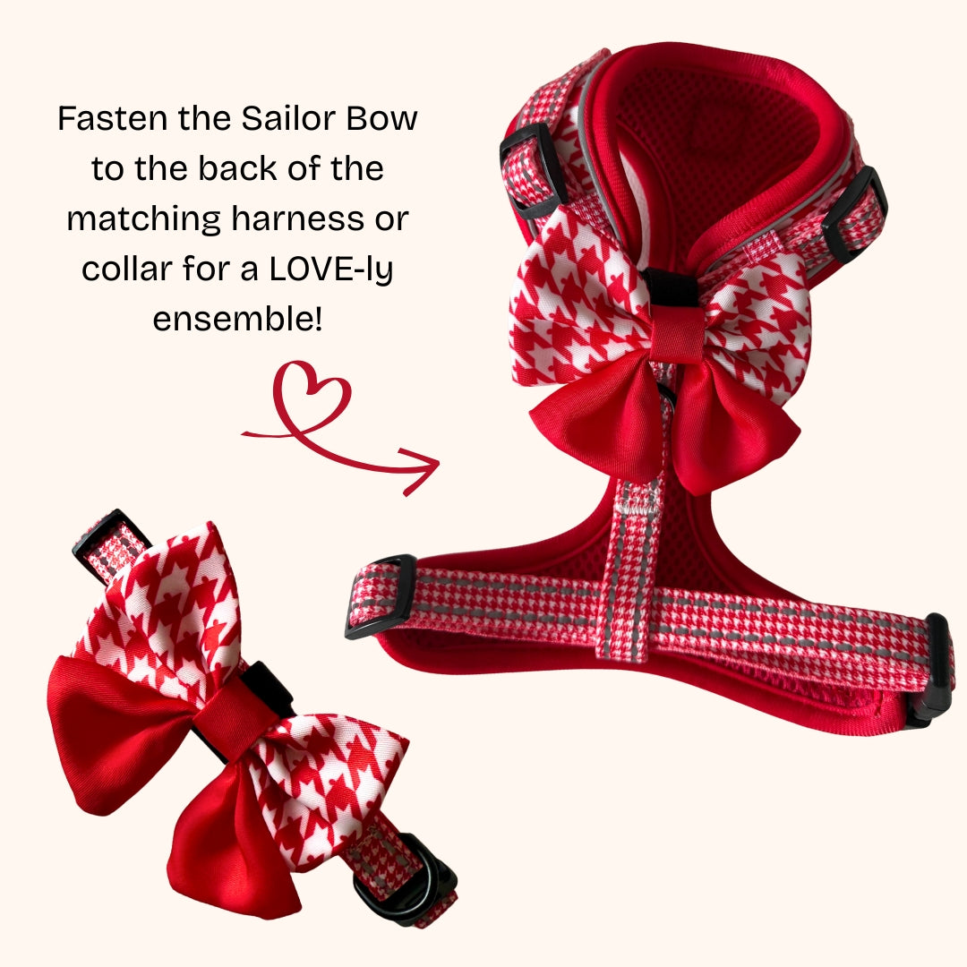 Red Houndstooth Sailor Bow for Dachshunds