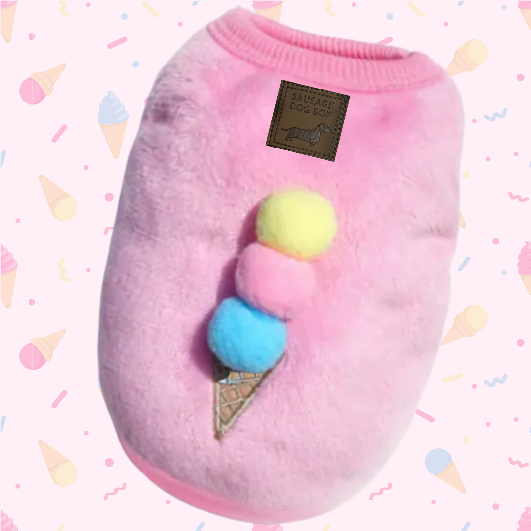 Pink ‘Ice Cream Sundae’ Sausage Dog Box Puppy Pj Jumper