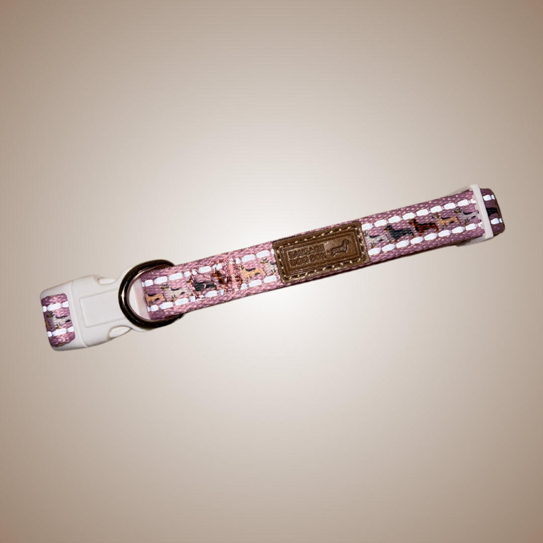 Pink Sophisticated Sausage Dachshund Collar - One Size