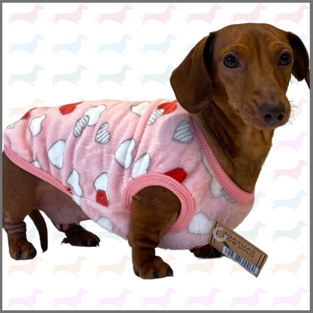 Pink Mini Love Hearts - Sausage Dog Box Dachshund PJ's/Jumper