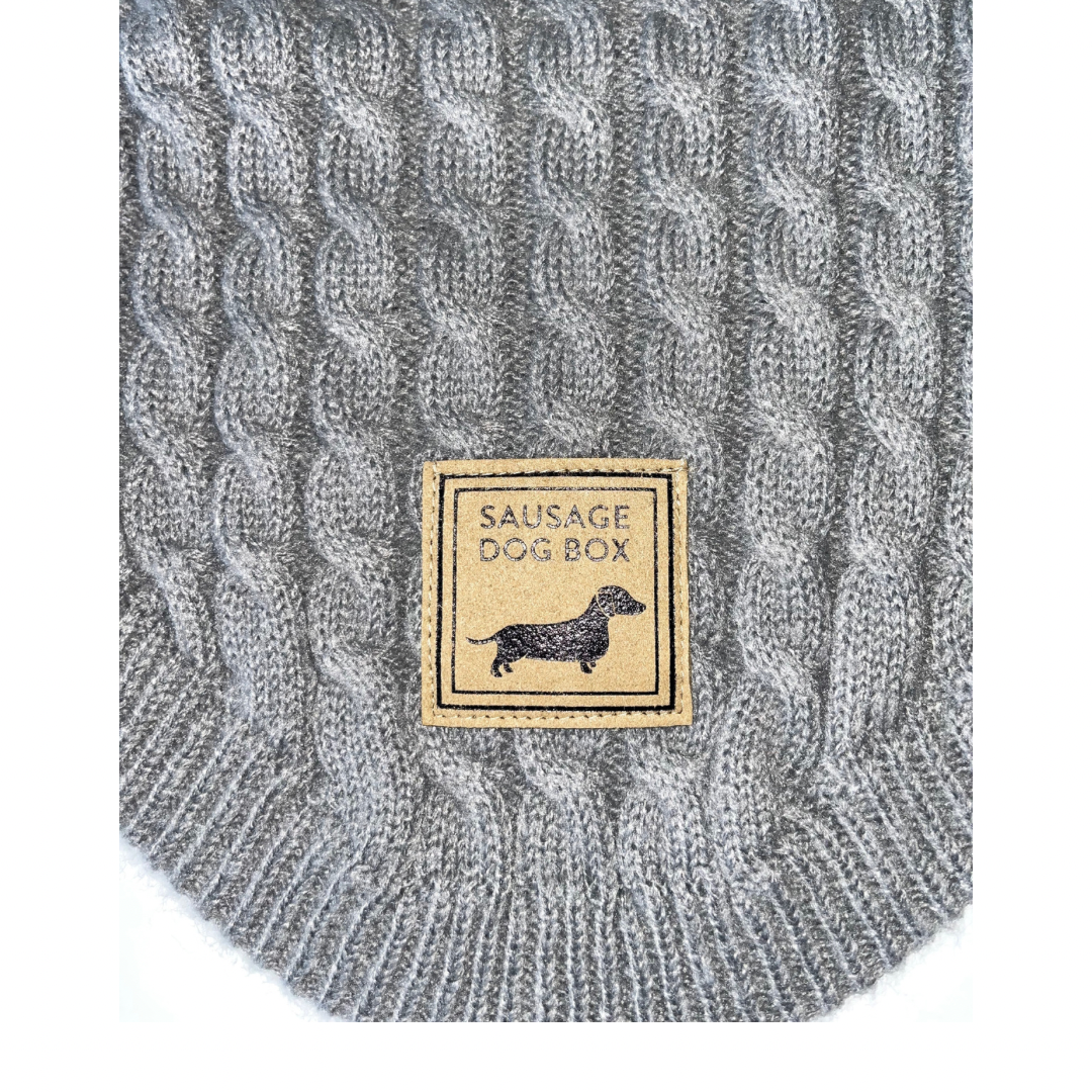Cloud Blue Luxury Cable Knit Dachshund Jumper