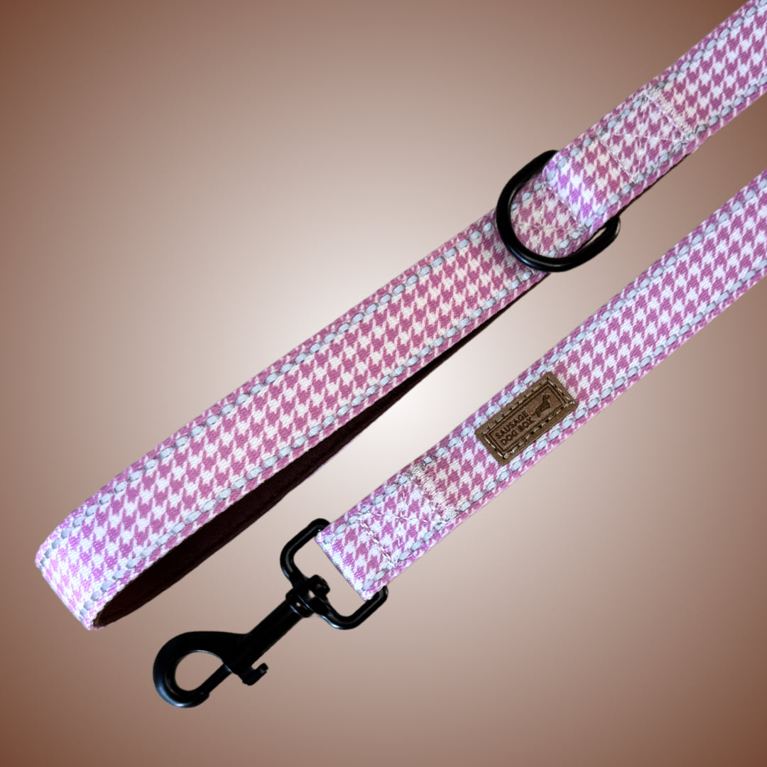 Pretty Pink Houndstooth Sausage Dog Walking Lead