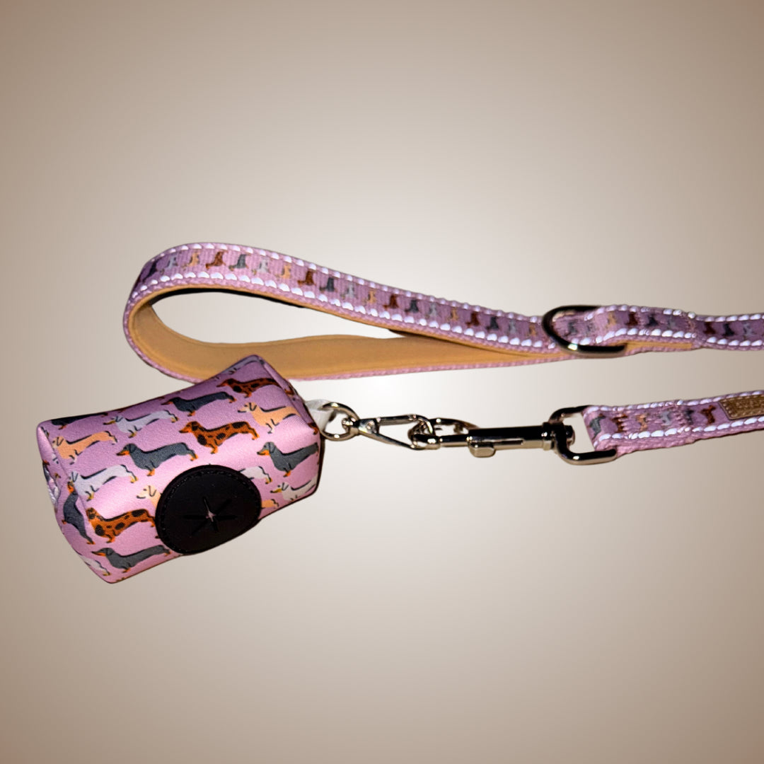 Pink Sophisticated Sausage Dachshund Poop Bag Holder