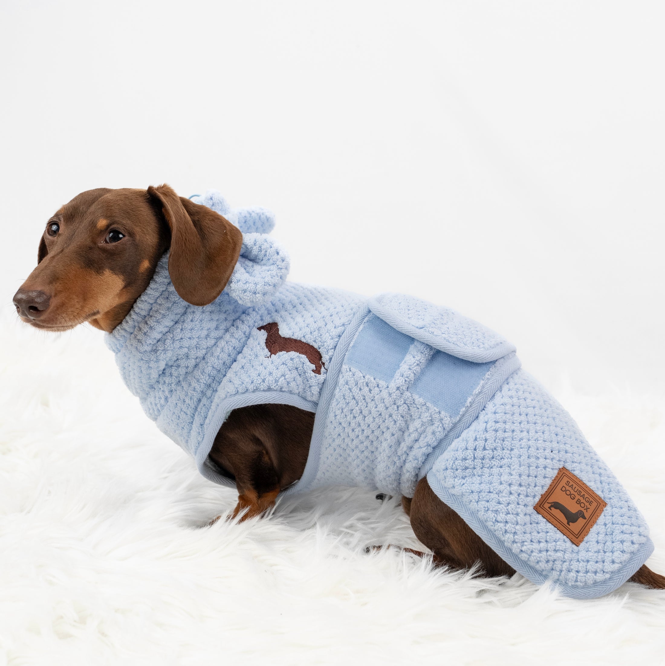Frosted Blue DoxieRobe - Bamboo Dachshund Bath Robe
