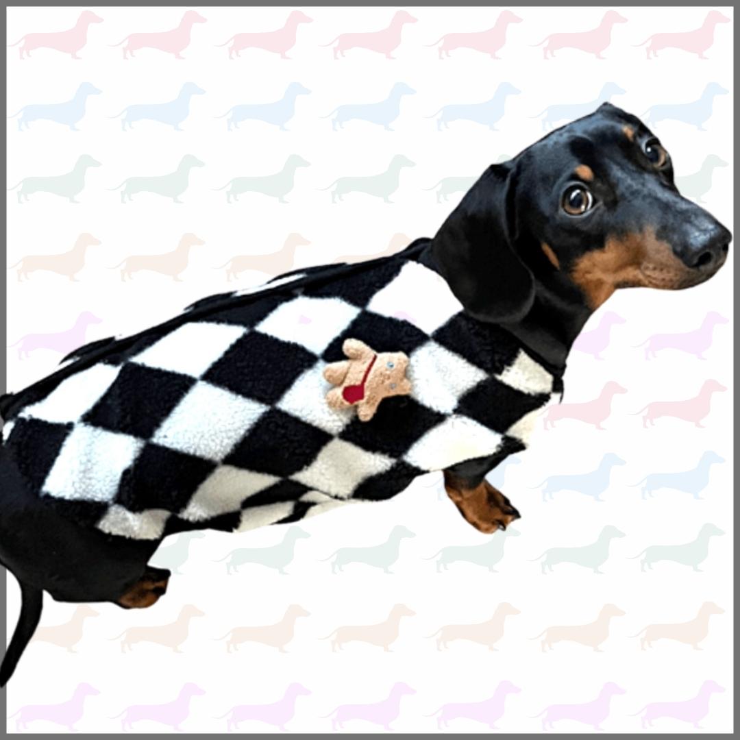 CLEARANCE - Sausage Dog Box Dachshund Teddy Bear Waistcoat - Black