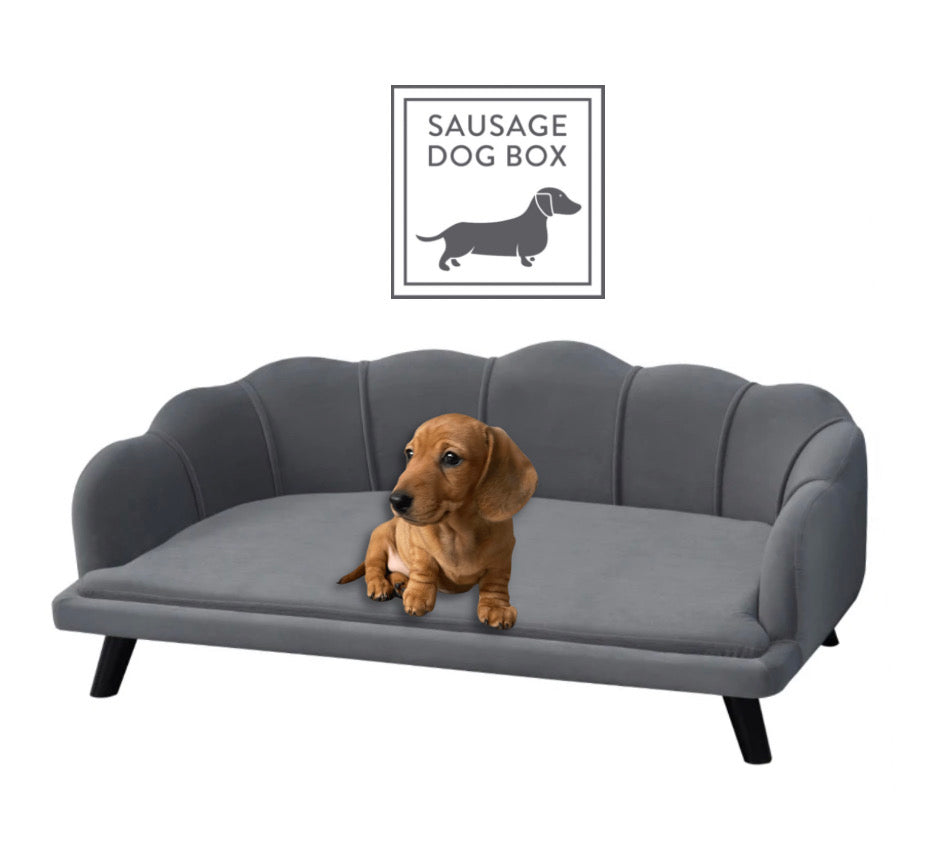 Sausage Dog Box Pearl Dog Bed/Sofa - Grey
