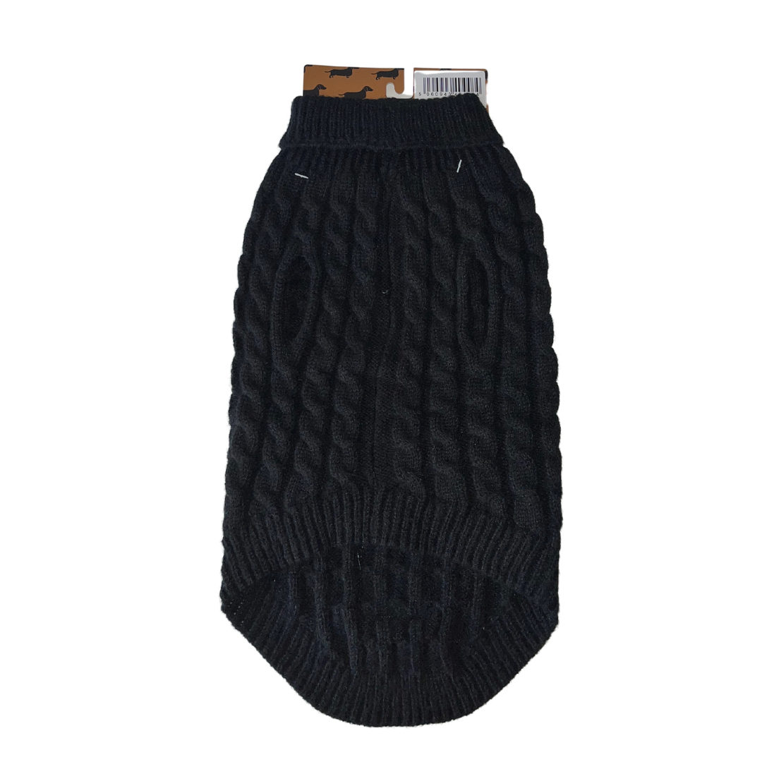 Jet Black Luxury Cable Knit Dachshund Jumper