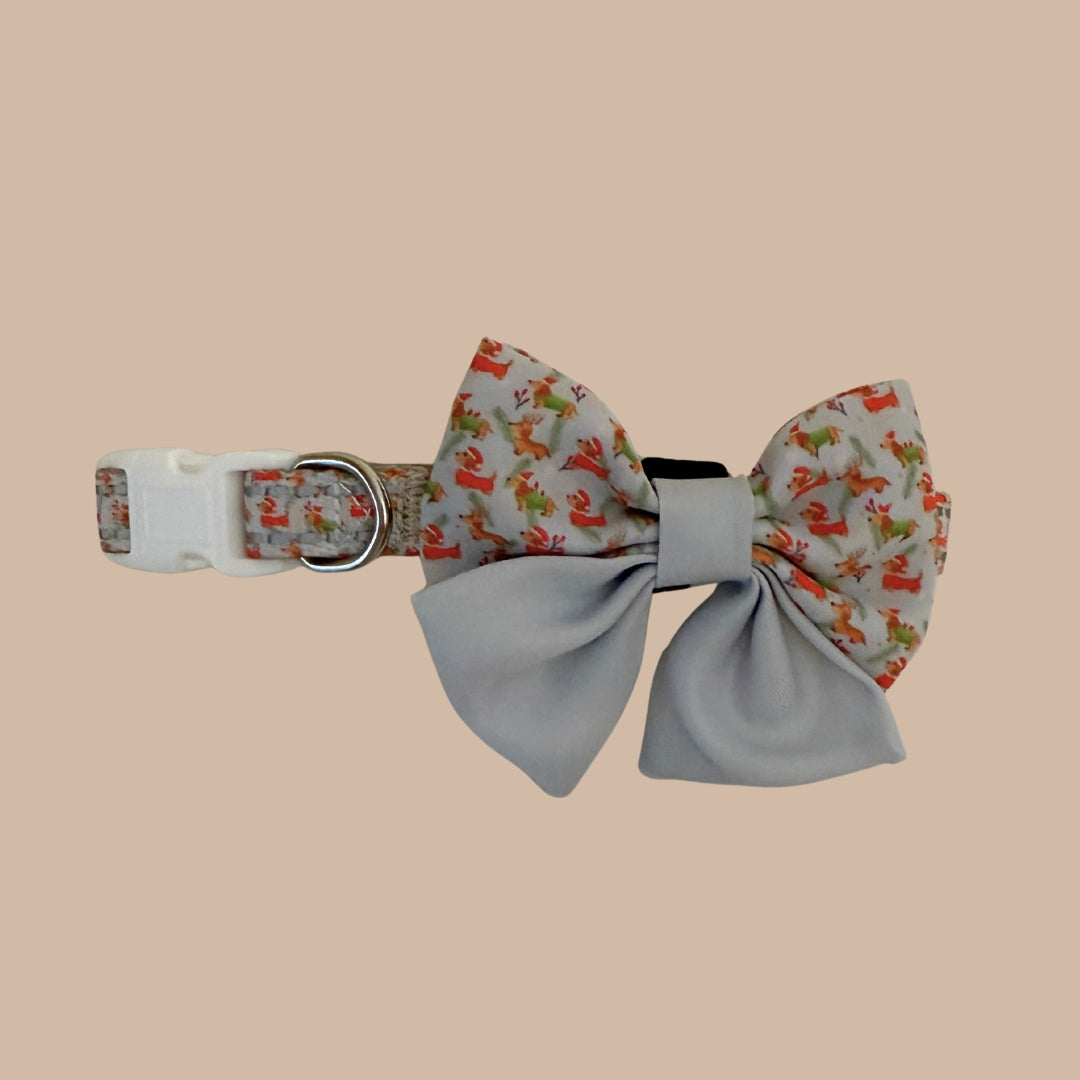 Frosty Sausage Christmas Sailor Bow