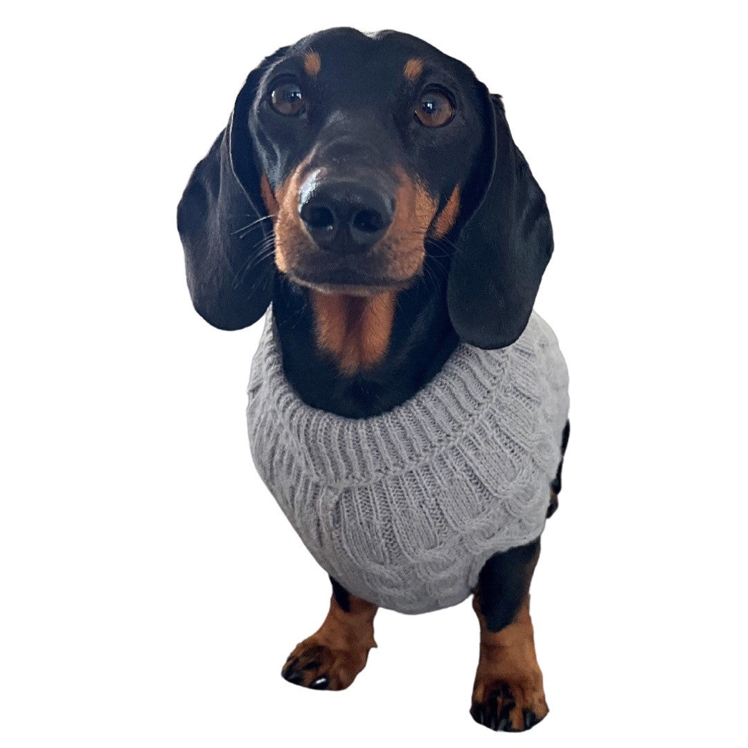 Cloud Blue Luxury Cable Knit Dachshund Jumper