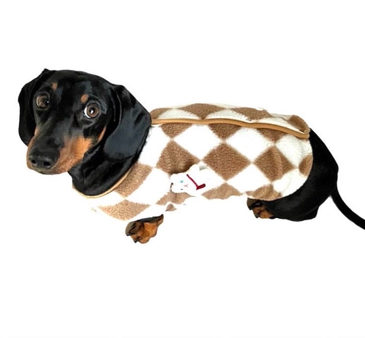 CLEARANCE - Sausage Dog Box Dachshund Teddy Bear Waistcoat - Brown