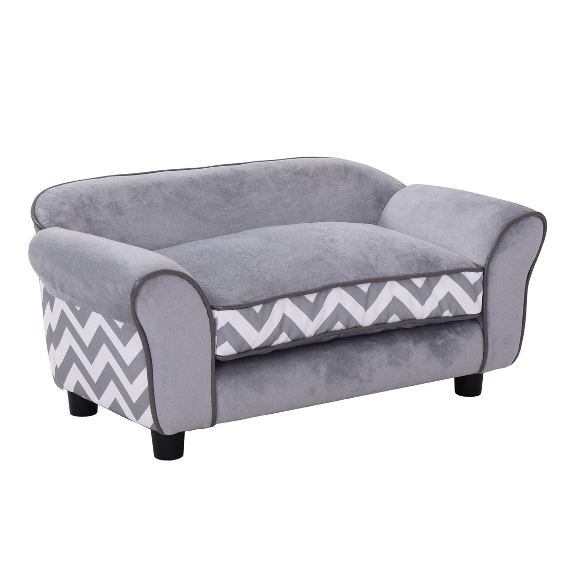 Sausage Dog Box Grey Zig Zag Bed/Sofa