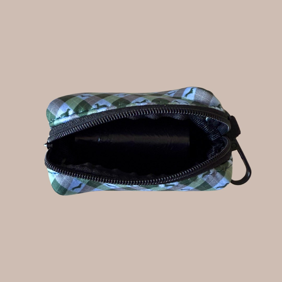 Blue Highland Argyle Clip On Poop Bag Holder