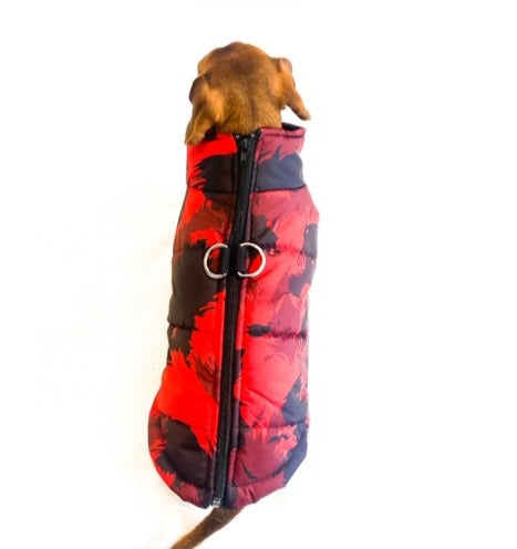 Sausage Dog Box Waterproof Step In Puffer Coat - Red